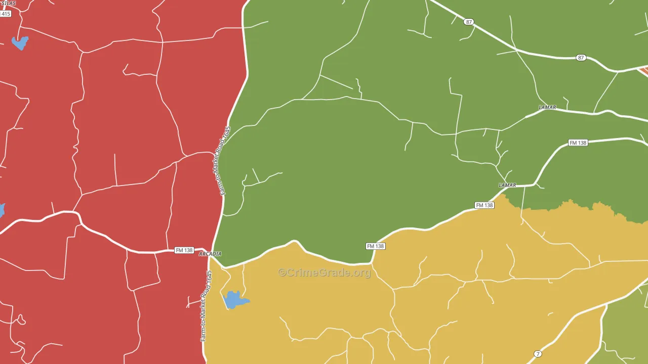 Arcadia, TX Map of Vandalism Rates