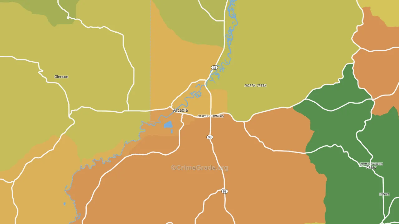 Arcadia, WI Map of Vandalism Rates