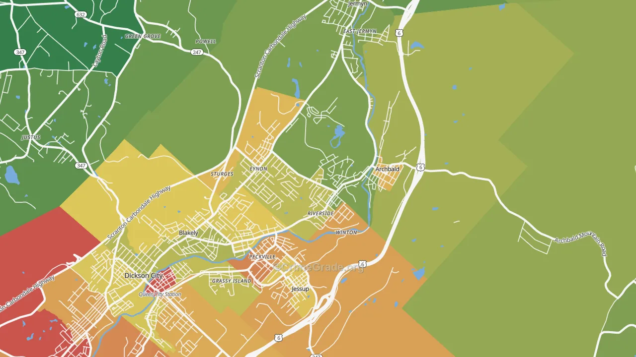 Archbald, PA Map of Vandalism Rates