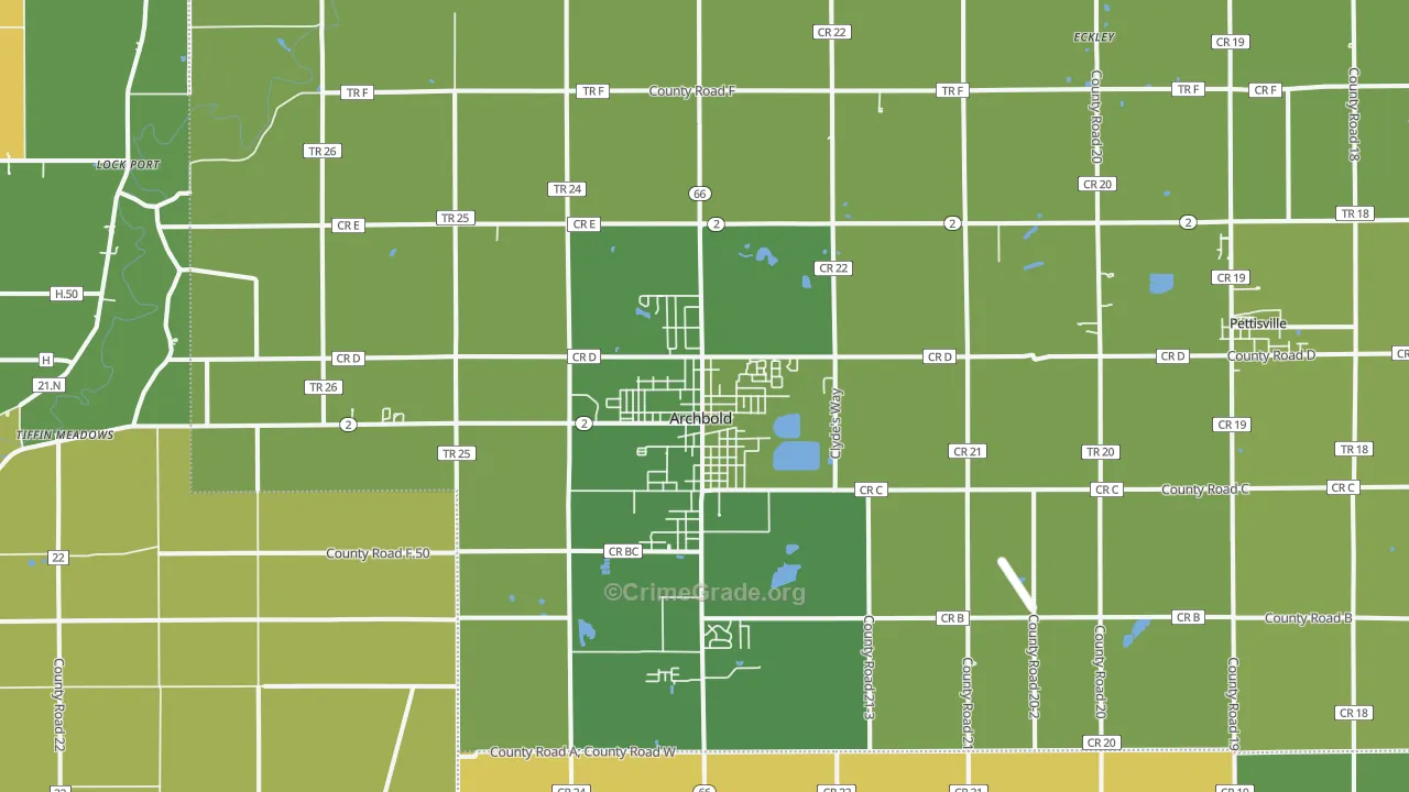 Archbold, OH Map of Vandalism Rates