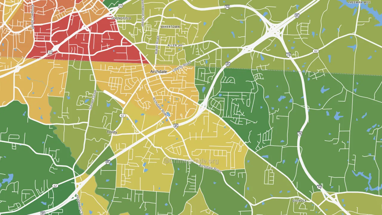 Archdale, NC Map of Vandalism Rates