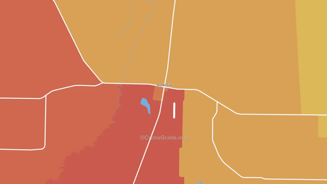 Archer City, TX Map of Vandalism Rates