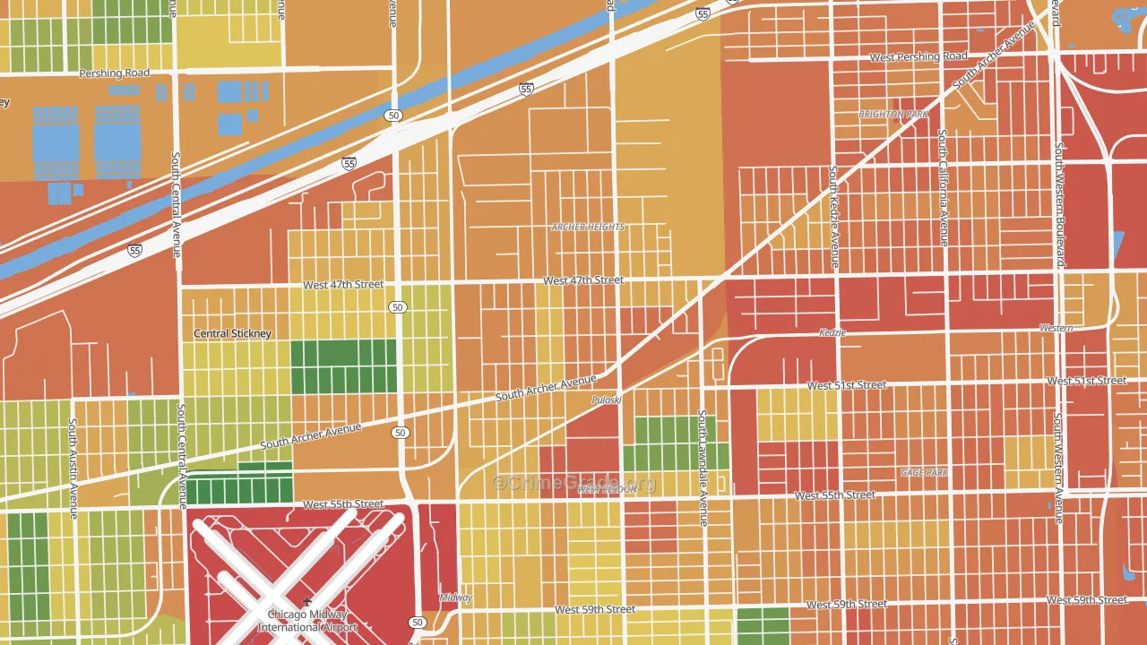 Archer Heights, Chicago, IL Map of Vandalism Rates