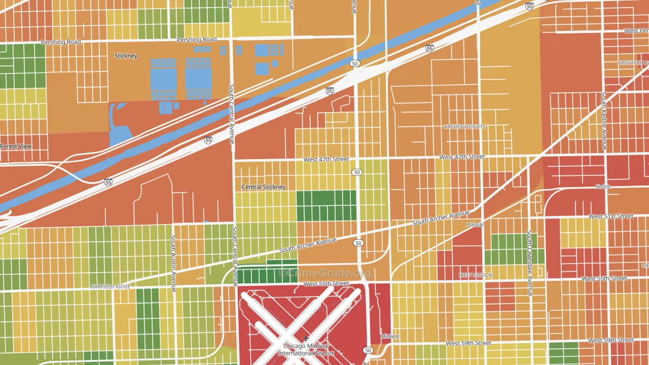 Archer Limits, Chicago, IL Map of Vandalism Rates