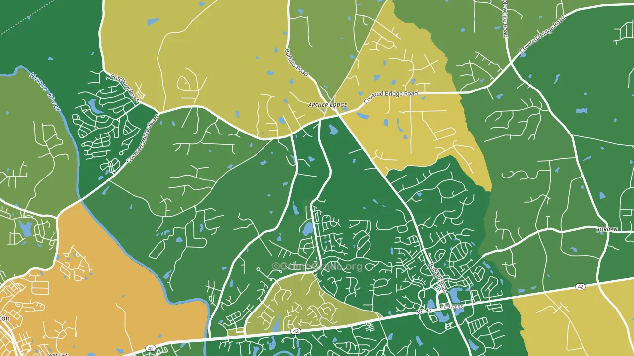 Archer Lodge, NC Map of Vandalism Rates