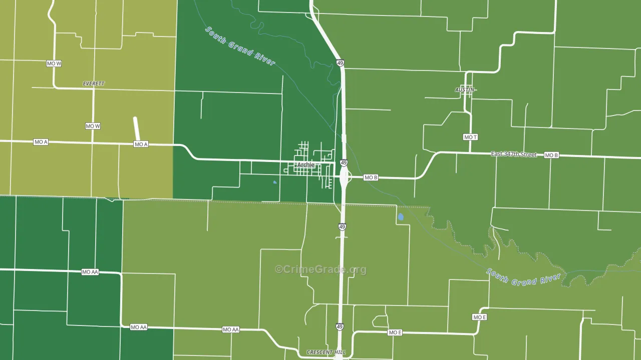 Archie, MO Map of Vandalism Rates