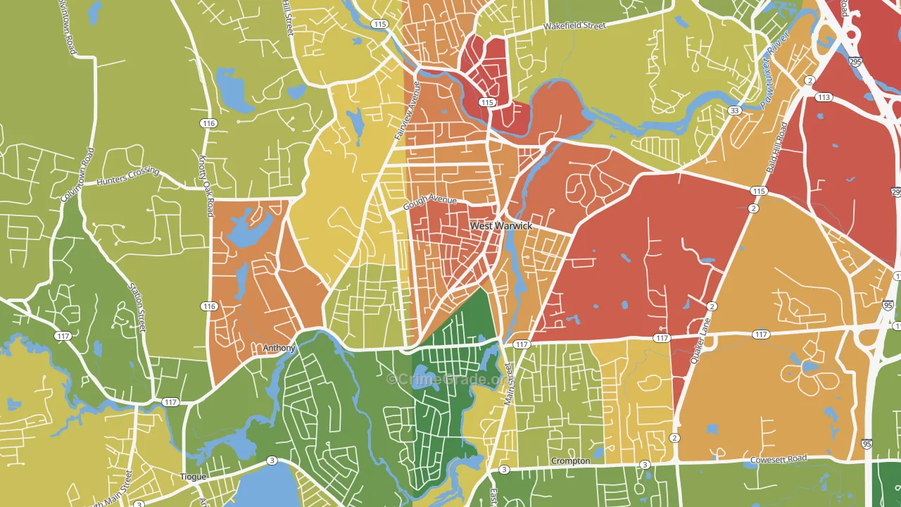 Arctic, West Warwick, RI Map of Vandalism Rates