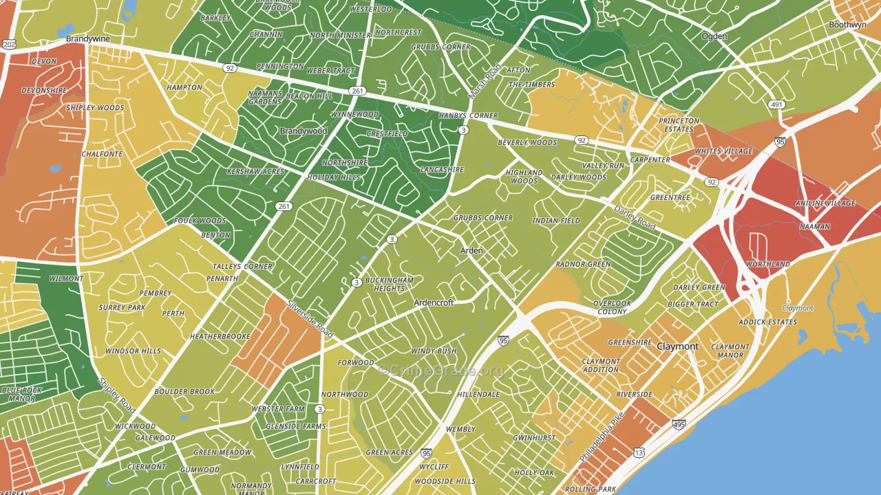 Arden, DE Map of Vandalism Rates