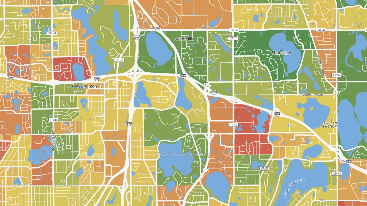 Arden Hills, MN Map of Vandalism Rates