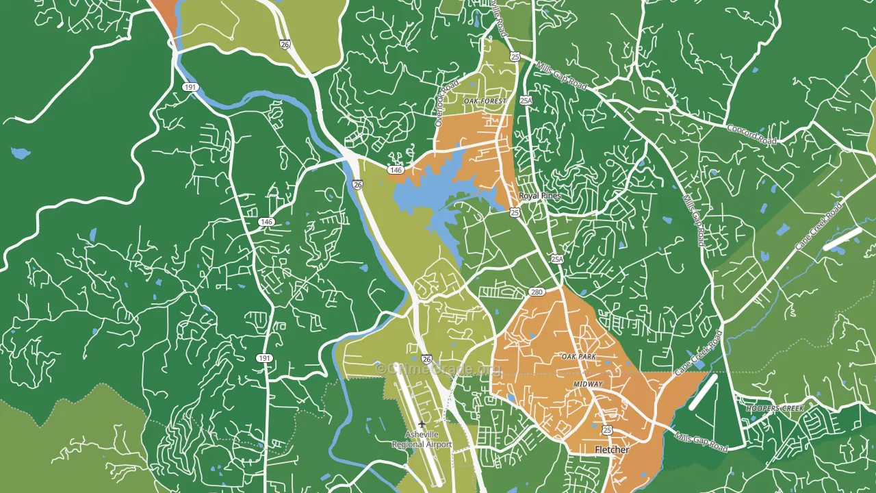 Arden, NC Map of Vandalism Rates