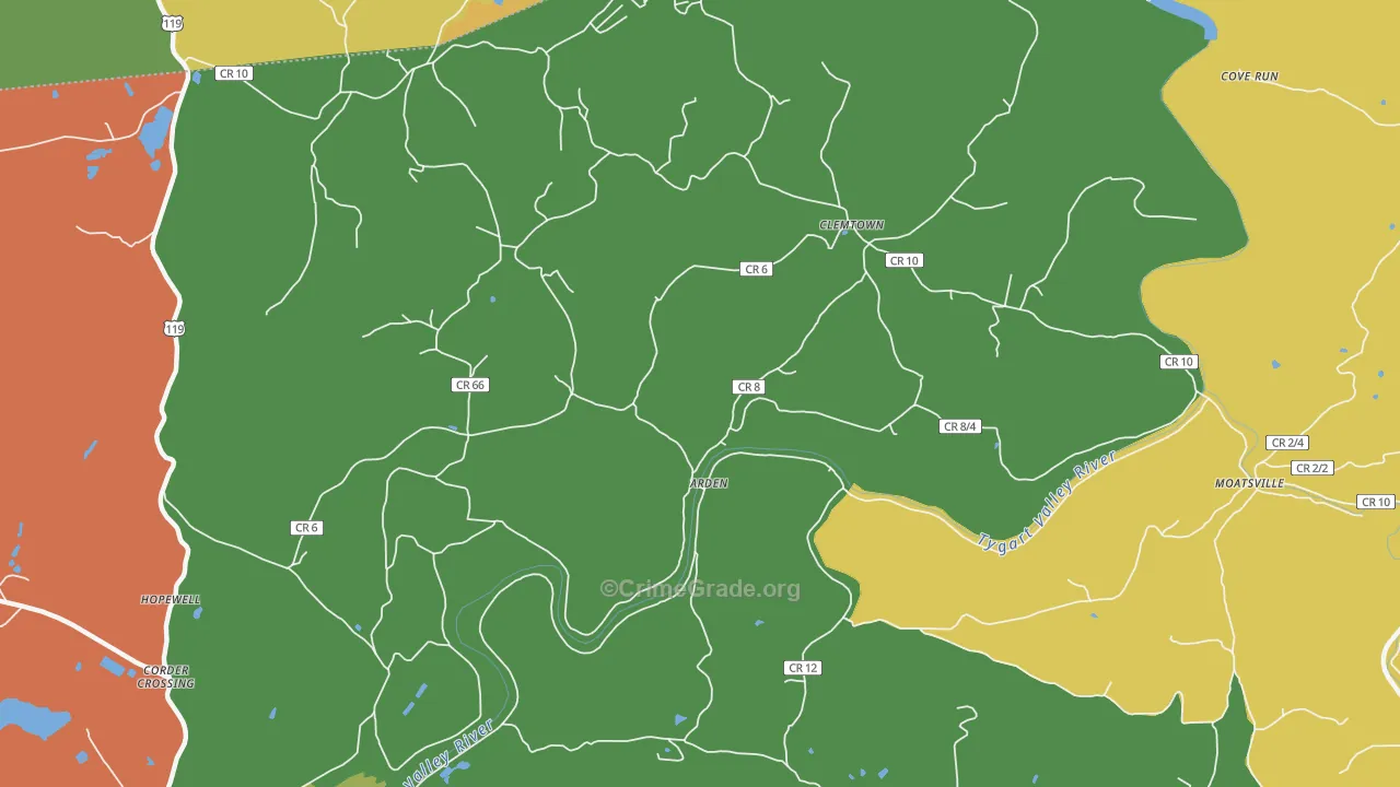 Arden, WV Map of Vandalism Rates