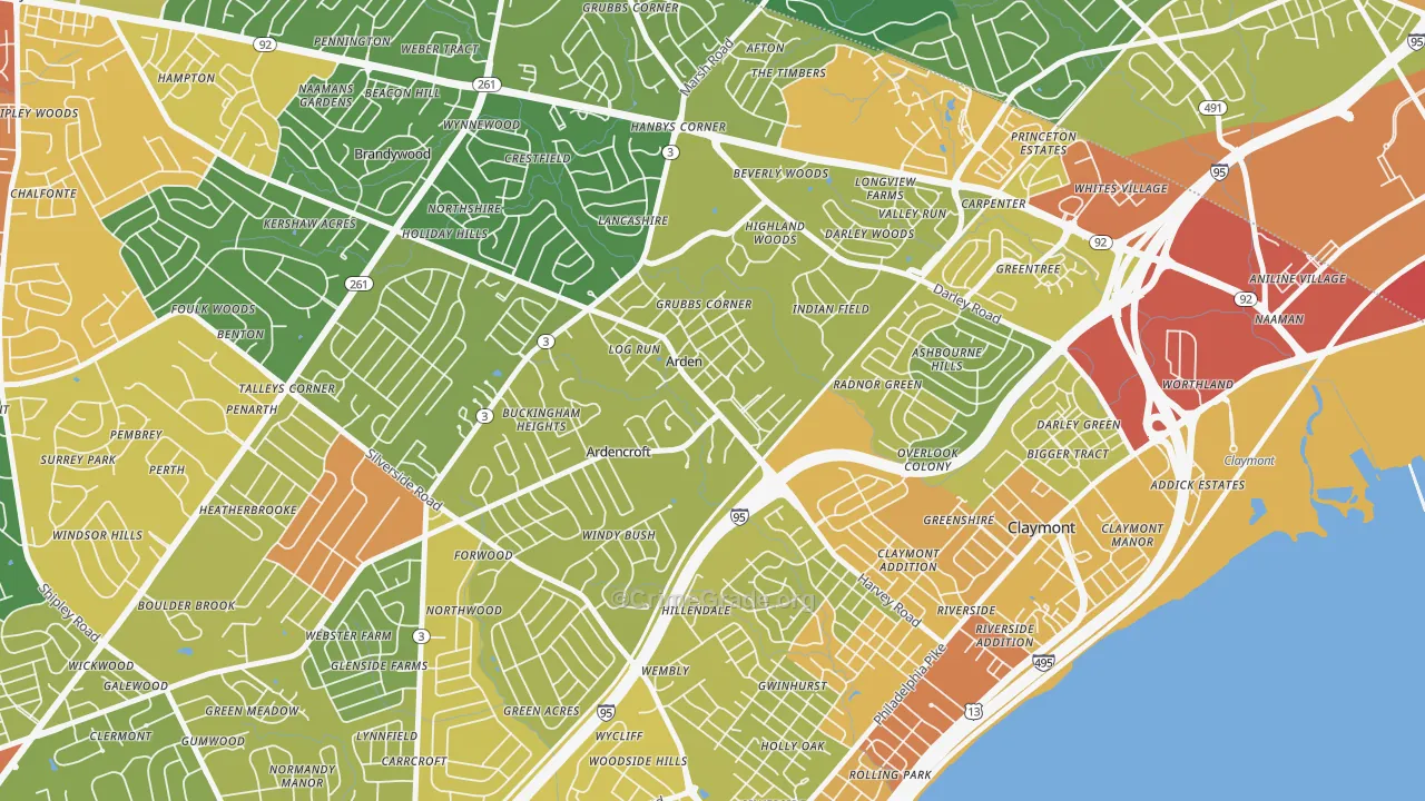 Ardentown, DE Map of Vandalism Rates