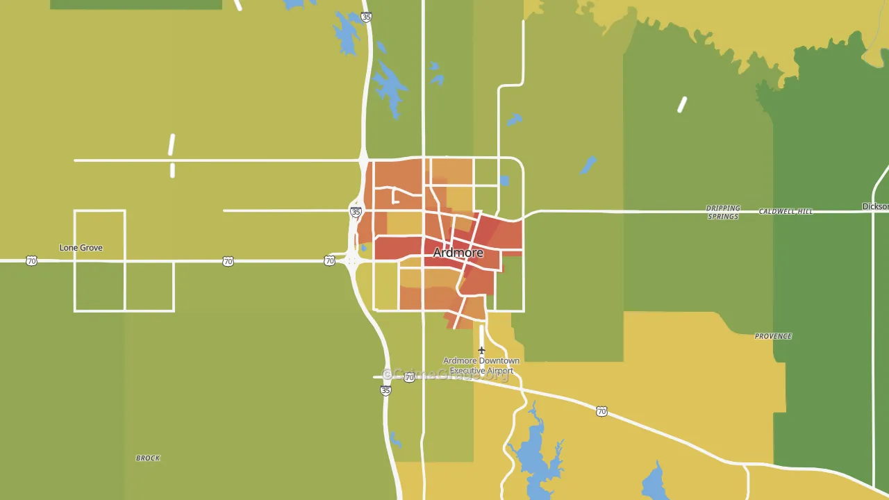 Ardmore, OK Map of Vandalism Rates