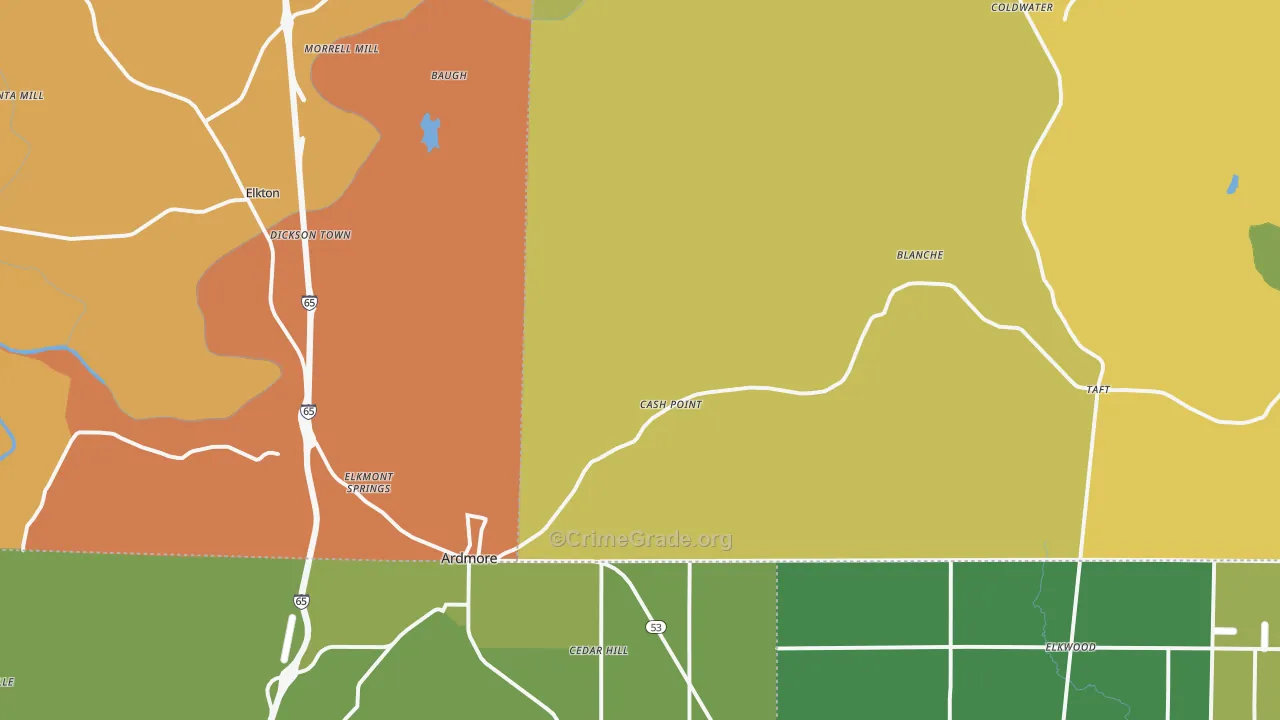 Ardmore, TN Map of Vandalism Rates