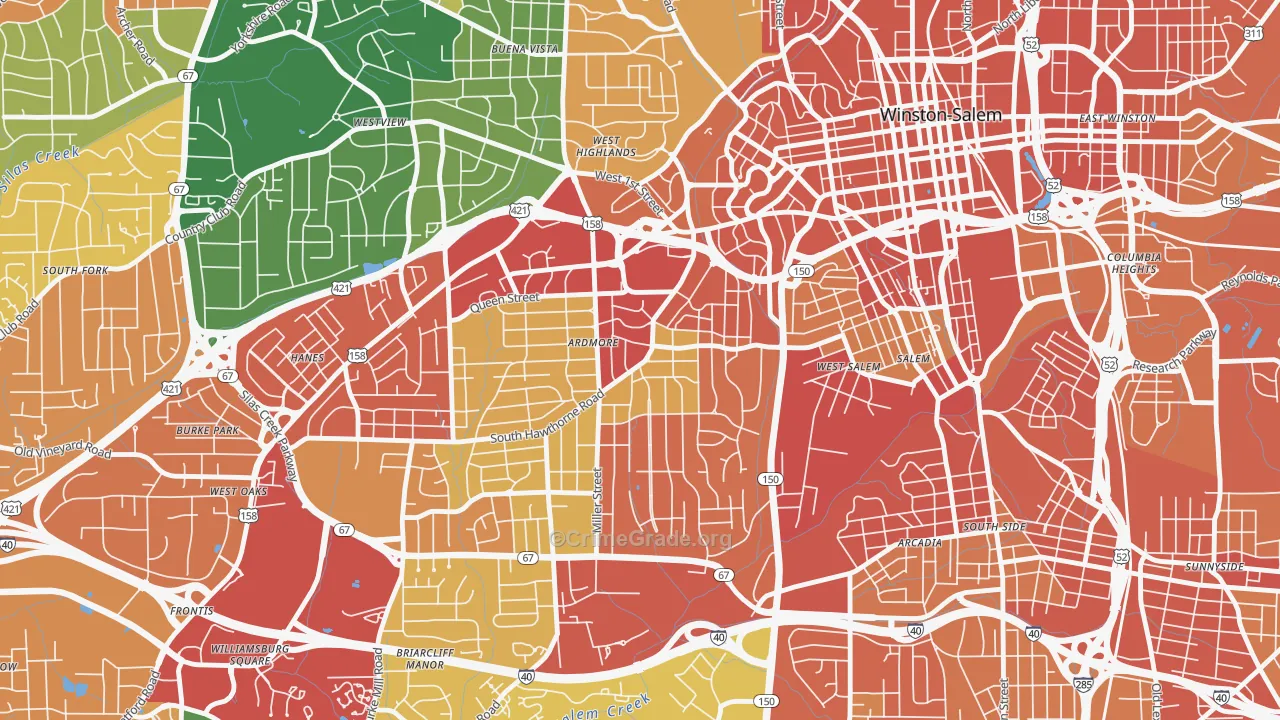 Ardmore, Winston-Salem, NC Map of Vandalism Rates
