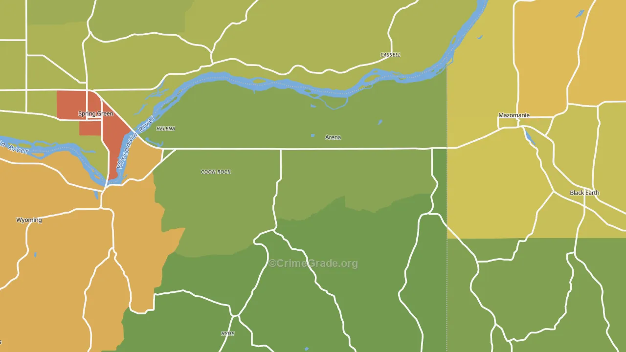 Arena, WI Map of Vandalism Rates