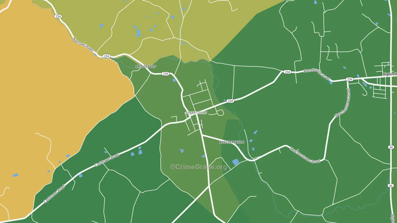 Arendtsville, PA Map of Vandalism Rates