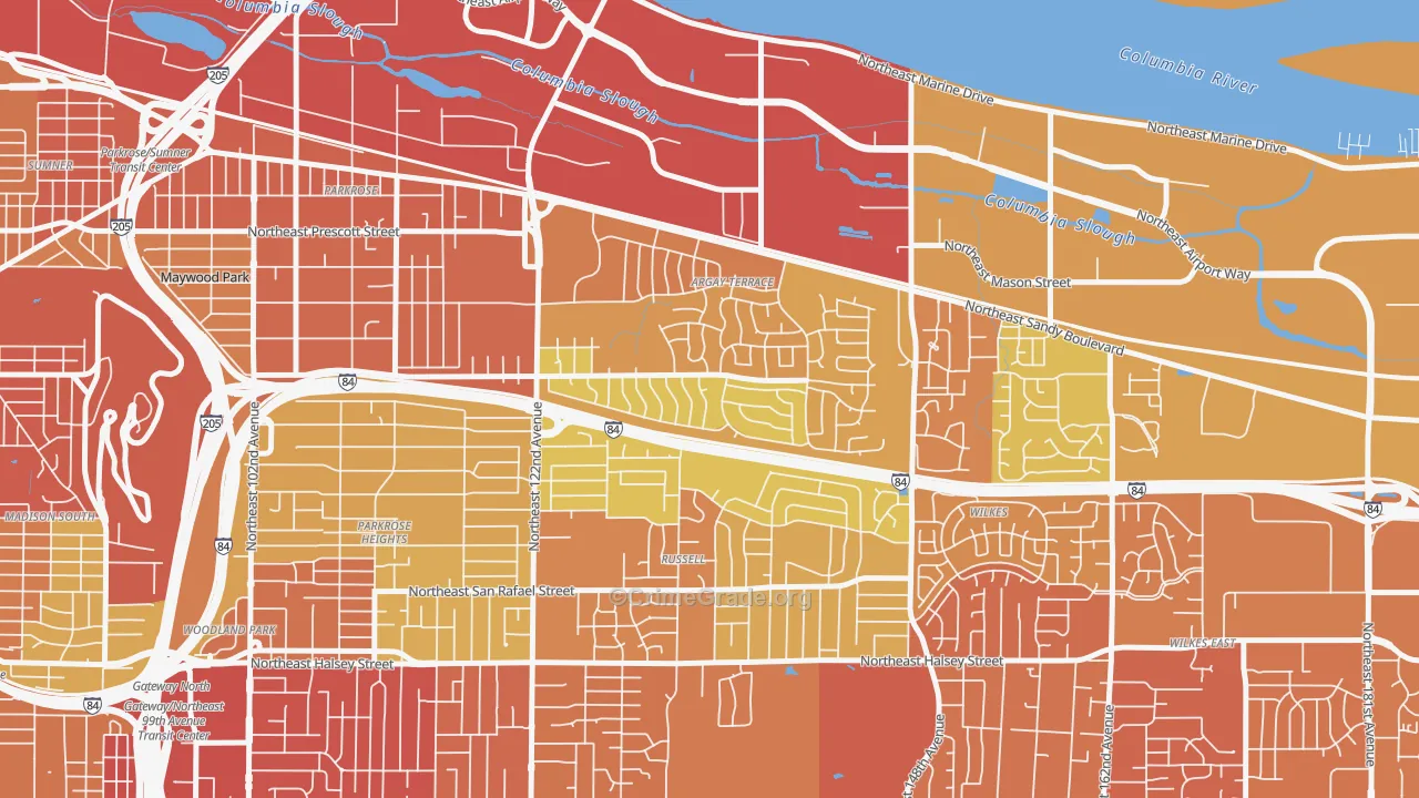 Argay, Portland, OR Map of Vandalism Rates