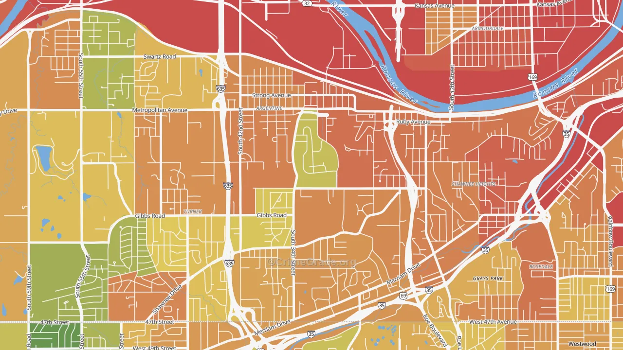 Argentine, Kansas City, KS Map of Vandalism Rates