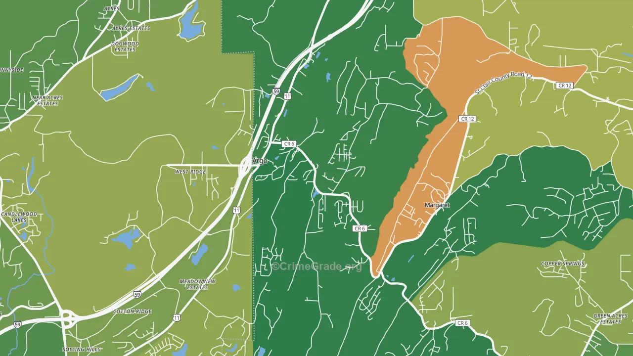 Argo, AL Map of Vandalism Rates