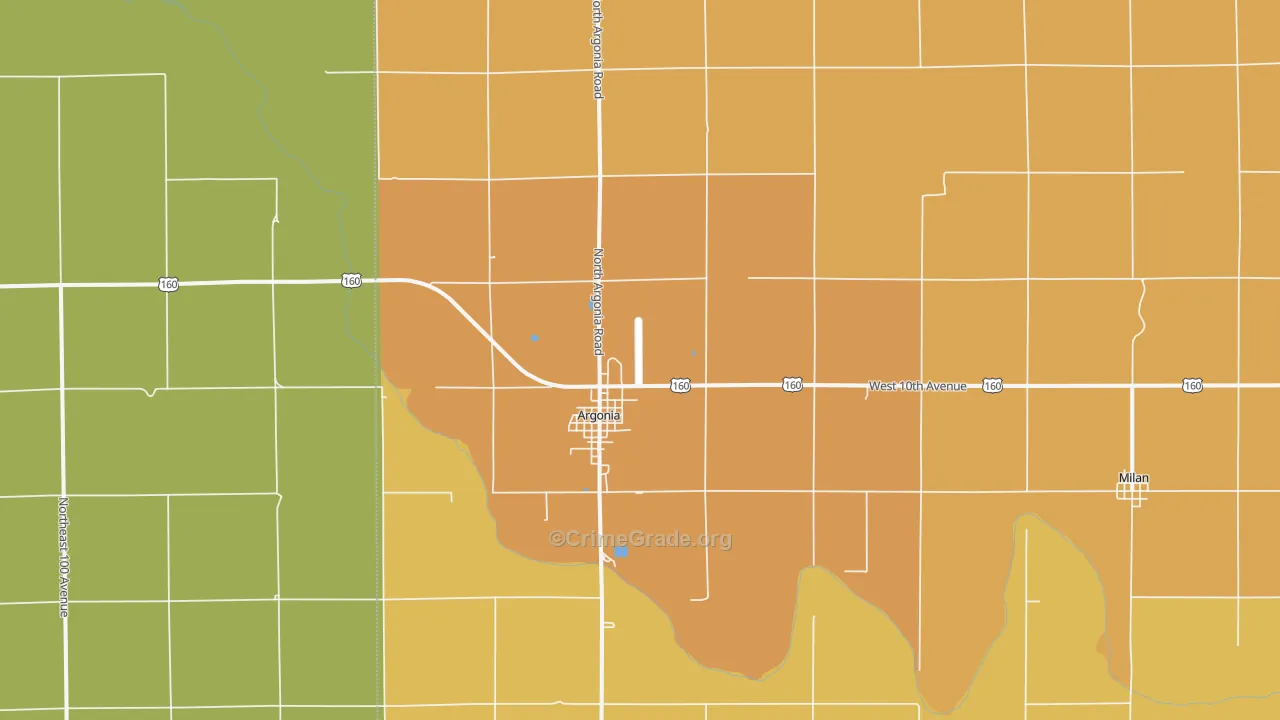Argonia, KS Map of Vandalism Rates