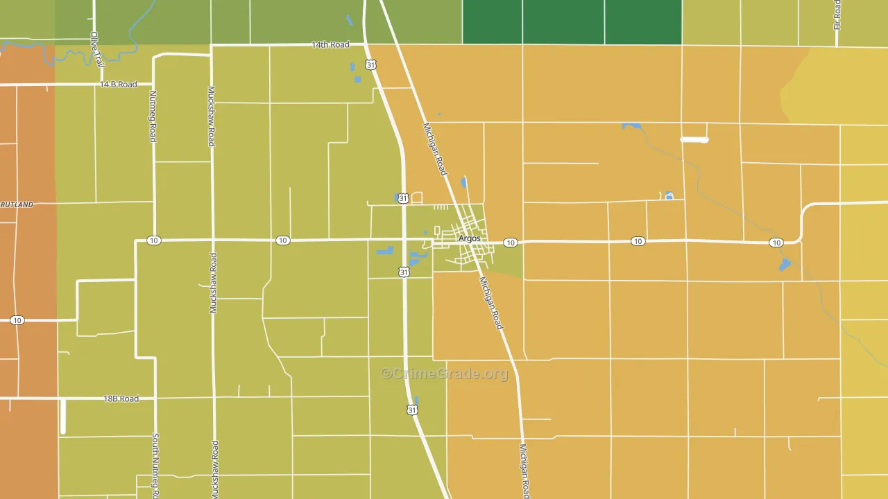 Argos, IN Map of Vandalism Rates
