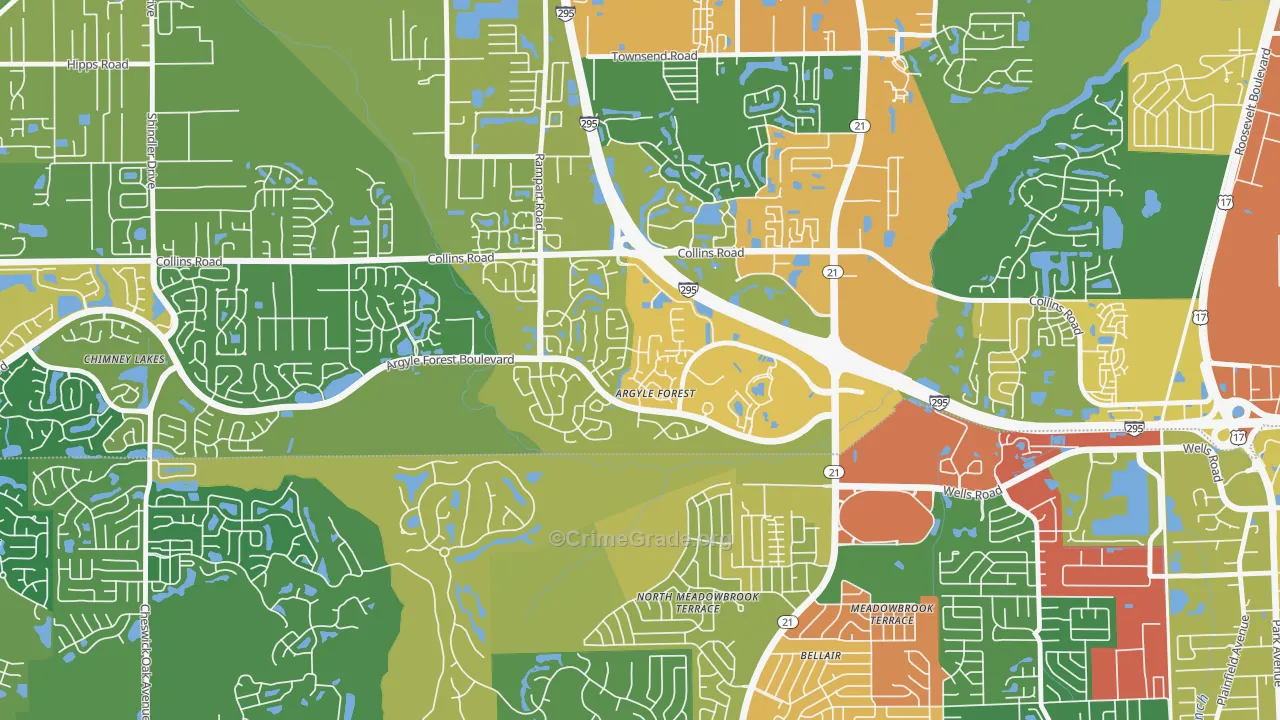 Argyle Forest, Jacksonville, FL Map of Vandalism Rates