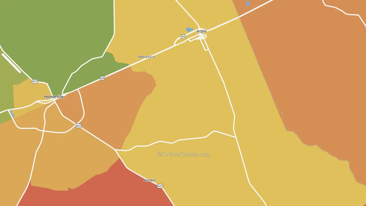 Argyle, GA Map of Vandalism Rates