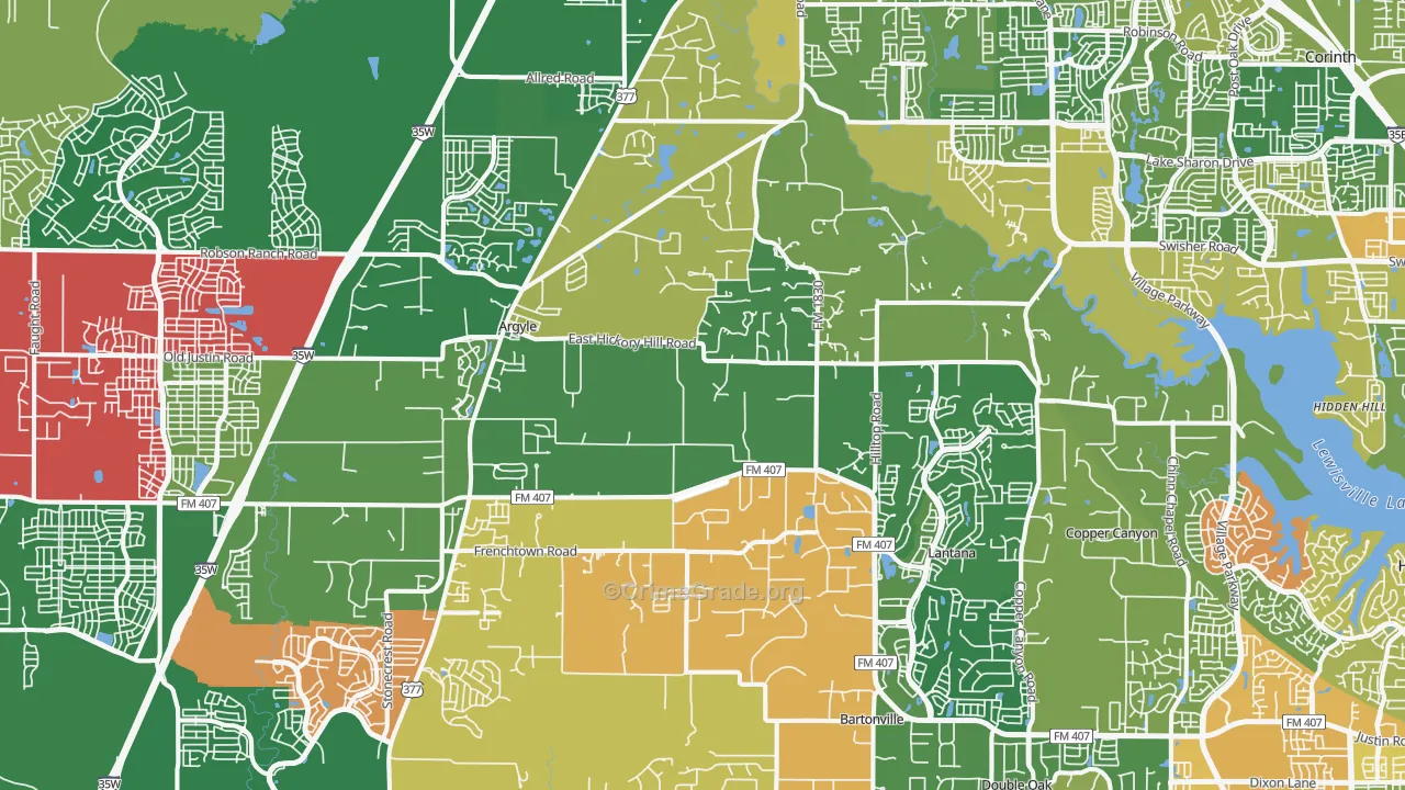 Argyle, TX Map of Vandalism Rates