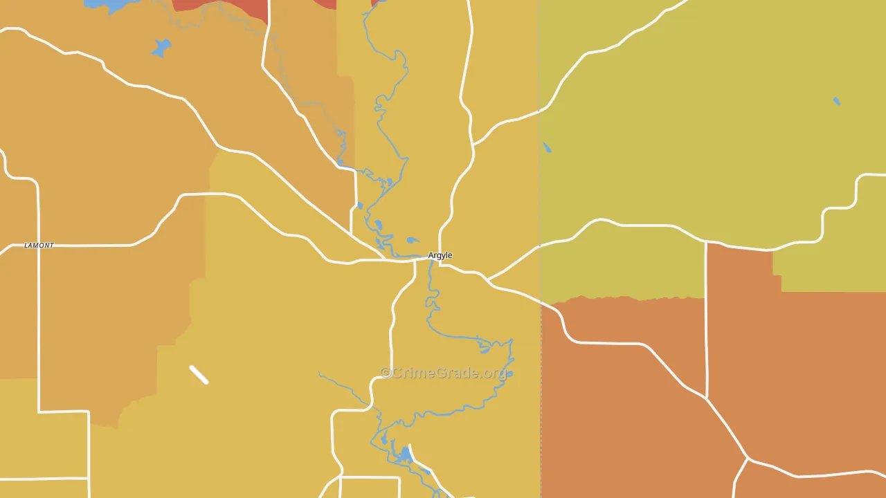 Argyle, WI Map of Vandalism Rates
