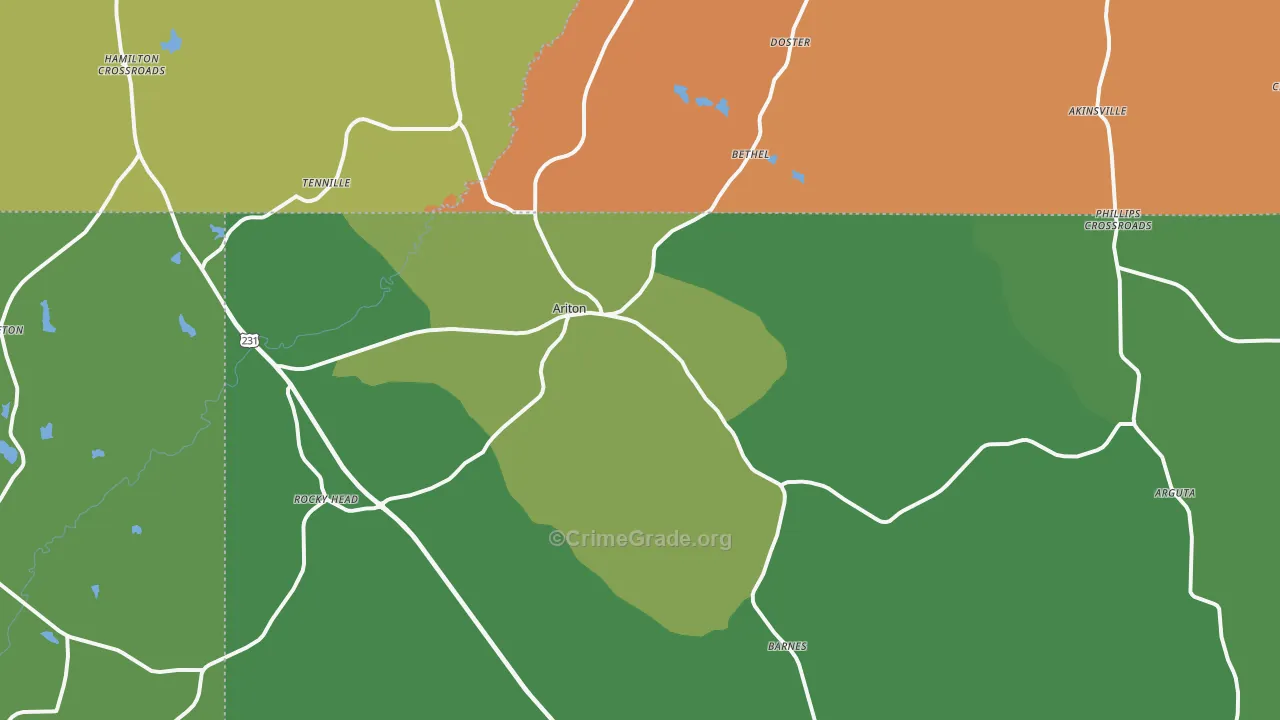 Ariton, AL Map of Vandalism Rates