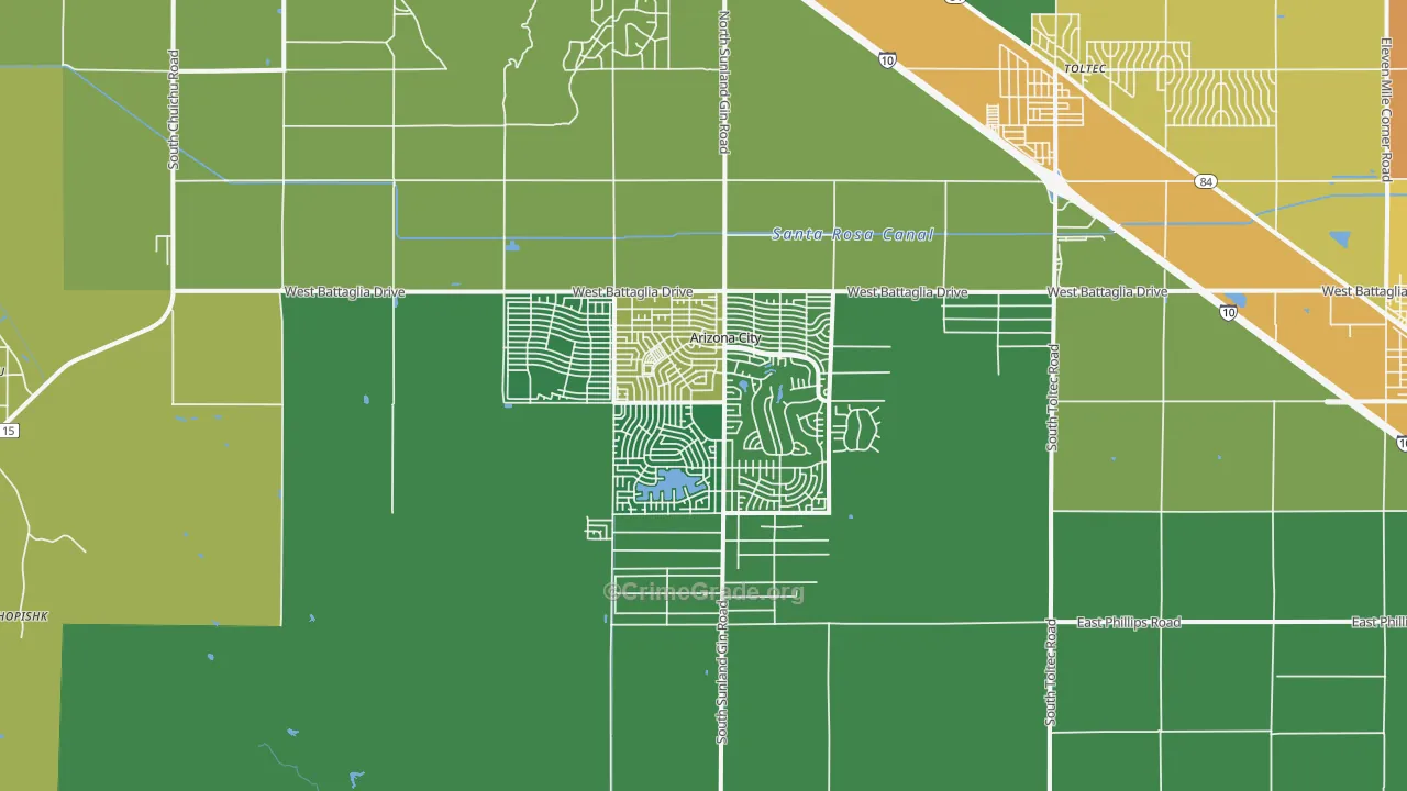 Arizona City, AZ Map of Vandalism Rates