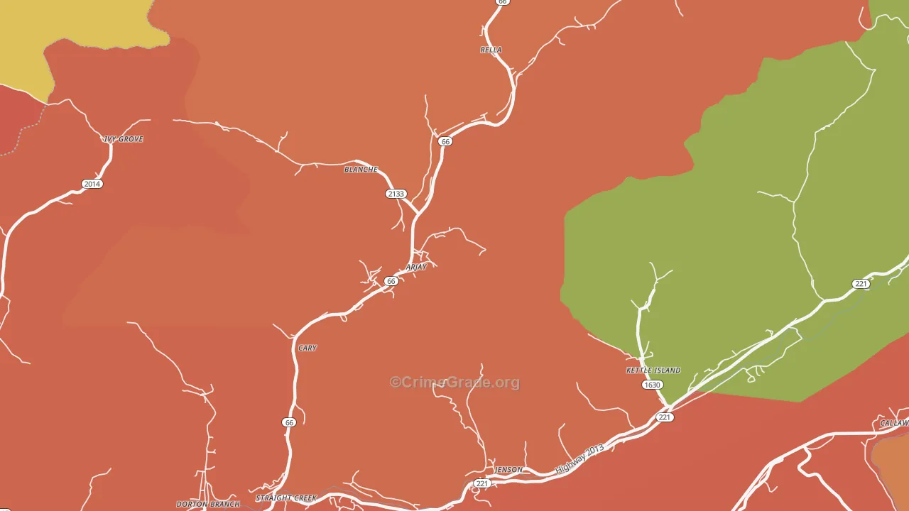 Arjay, KY Map of Vandalism Rates