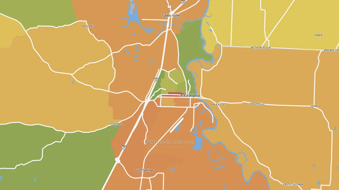 Arkadelphia, AR Map of Vandalism Rates