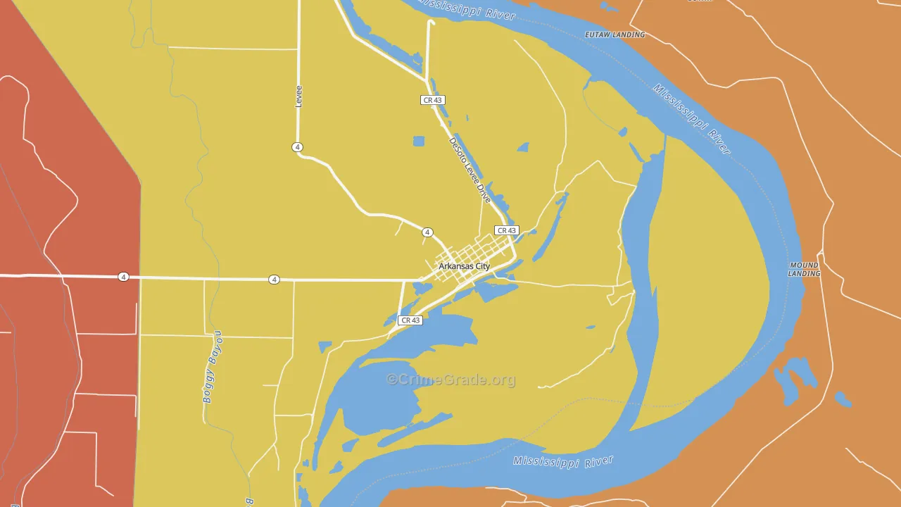 Arkansas City, AR Map of Vandalism Rates