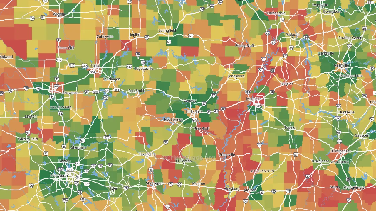 Arkansas Map of Vandalism Rates