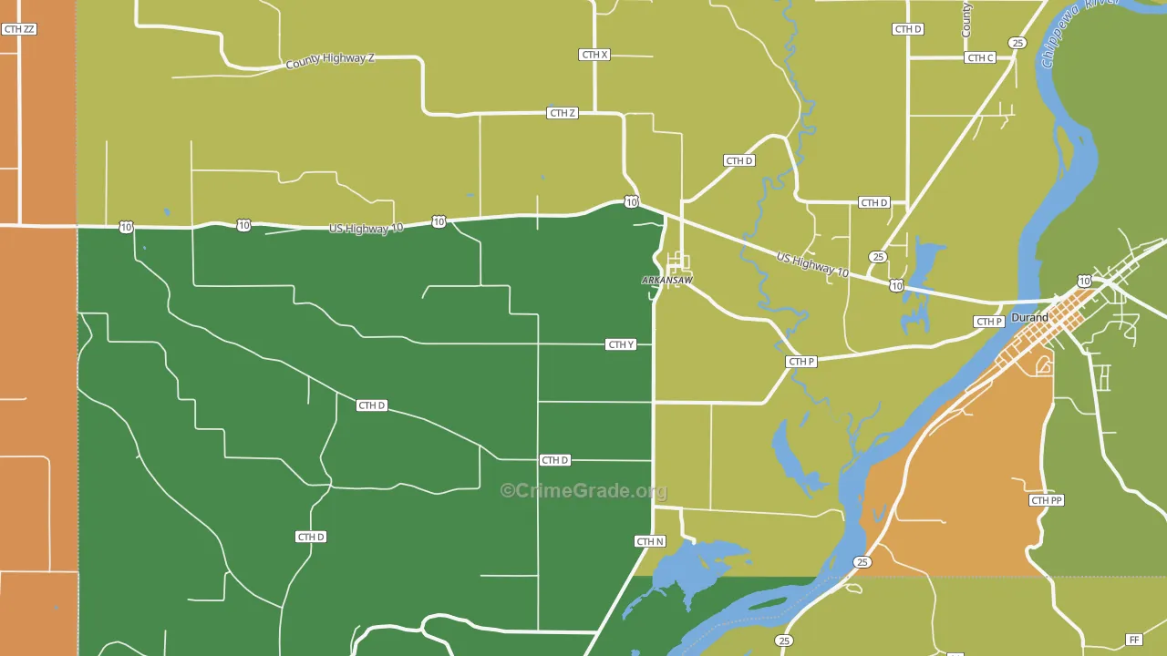 Arkansaw, WI Map of Vandalism Rates