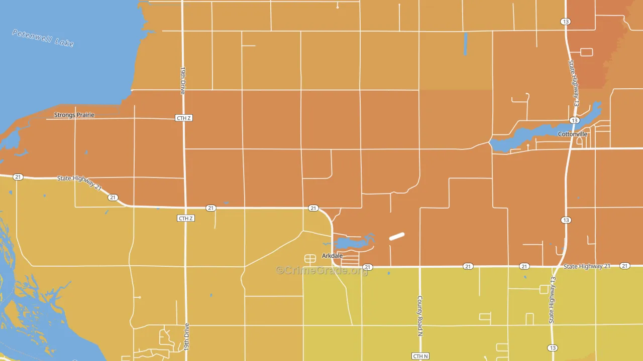 Arkdale, WI Map of Vandalism Rates