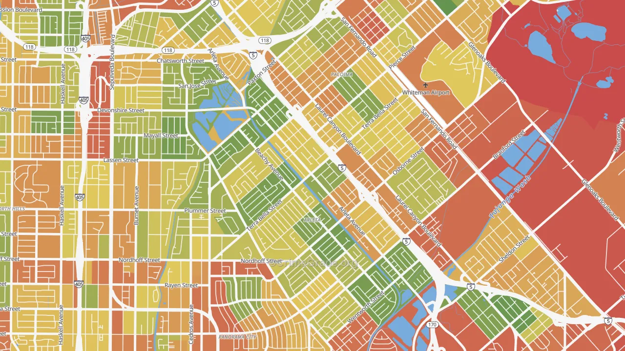 Arleta, Pacoima, CA Map of Vandalism Rates