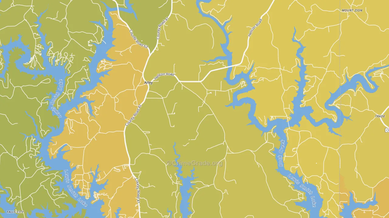 Arley, AL Map of Vandalism Rates