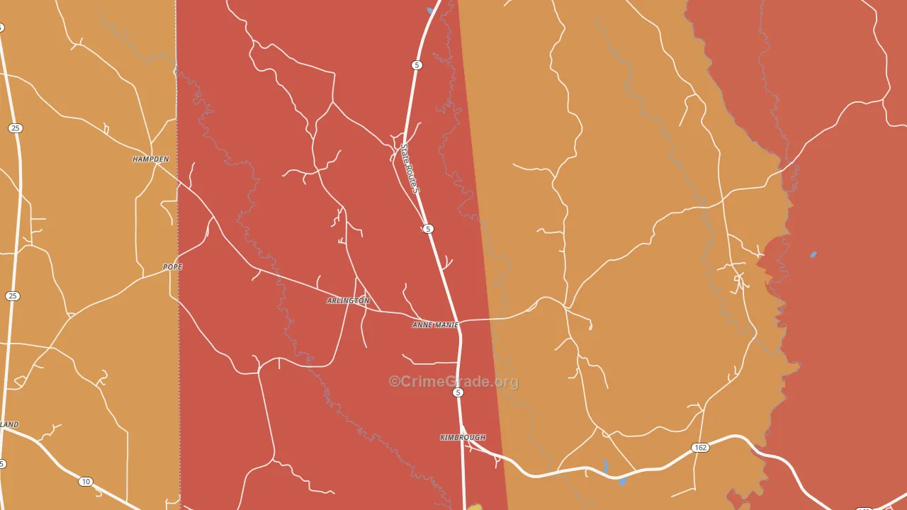 Arlington, AL Map of Vandalism Rates