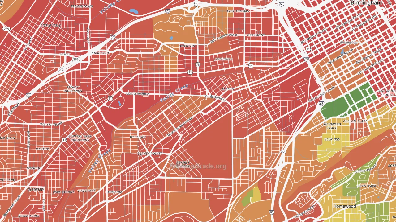 Arlington, Birmingham, AL Map of Vandalism Rates
