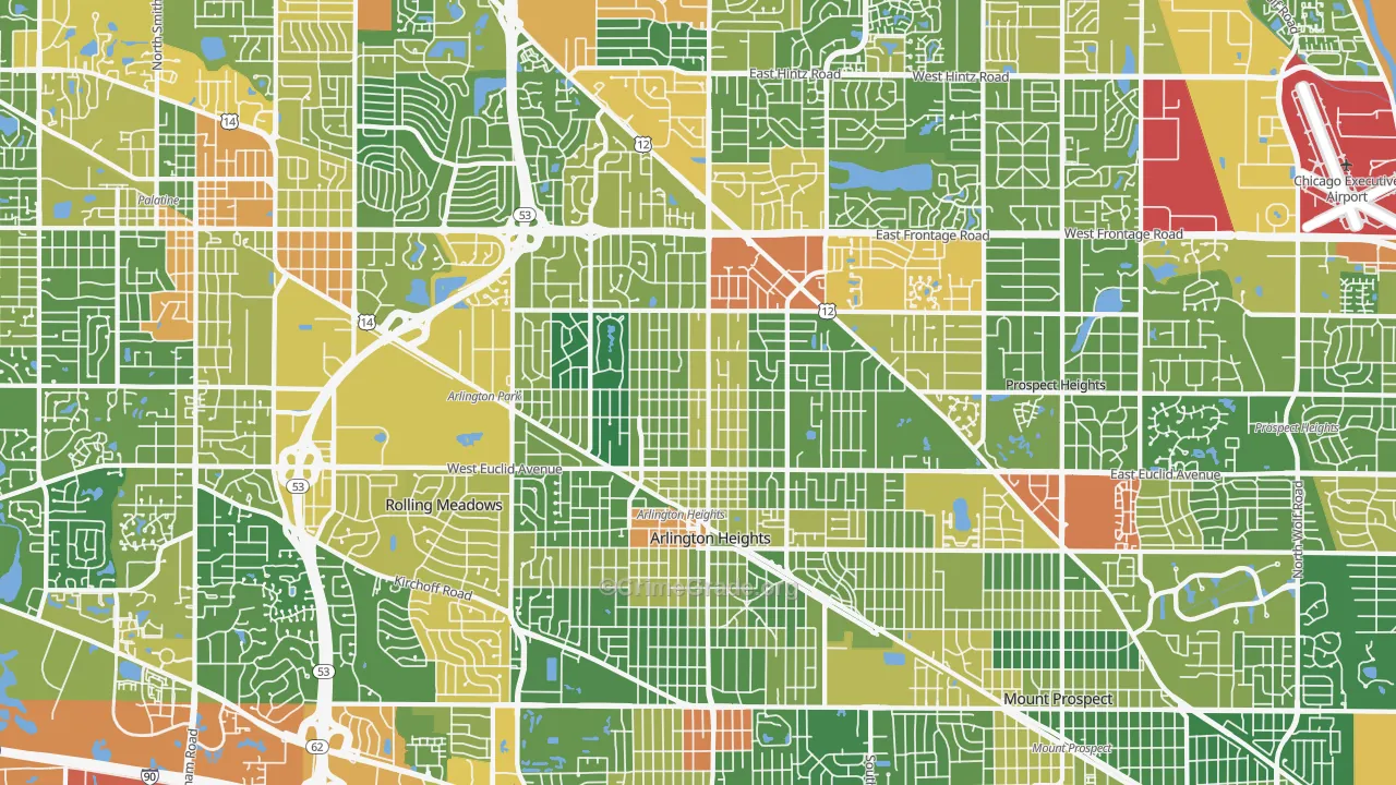 Arlington Heights, IL Map of Vandalism Rates