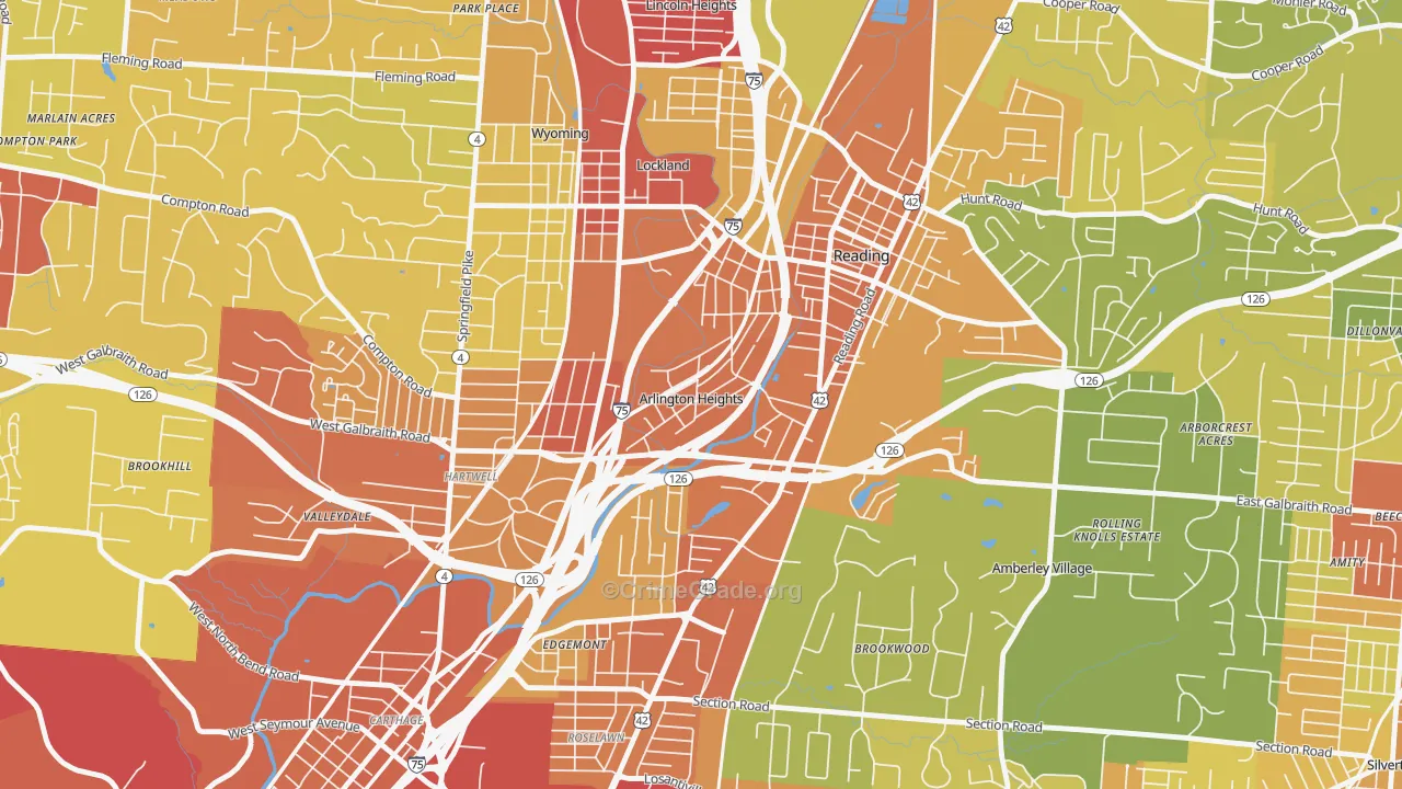 Arlington Heights, OH Map of Vandalism Rates