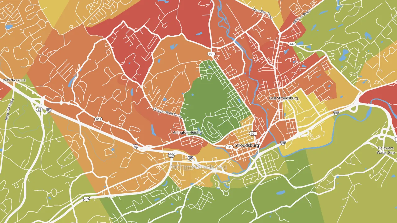 Arlington Heights, PA Map of Vandalism Rates