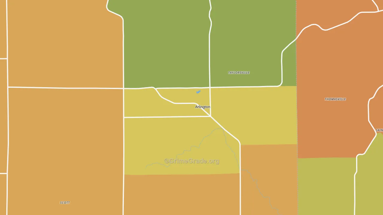 Arlington, IA Map of Vandalism Rates