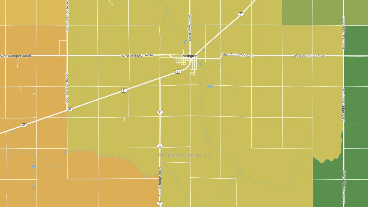 Arlington, KS Map of Vandalism Rates