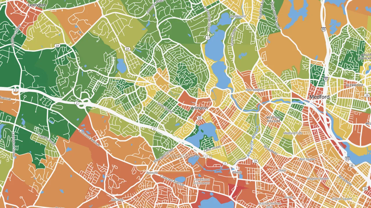 Arlington, MA Map of Vandalism Rates