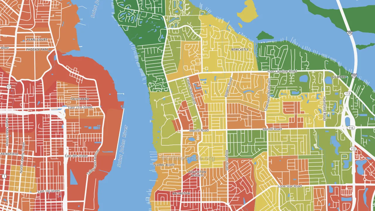 Arlington Manor, Jacksonville, FL Map of Vandalism Rates
