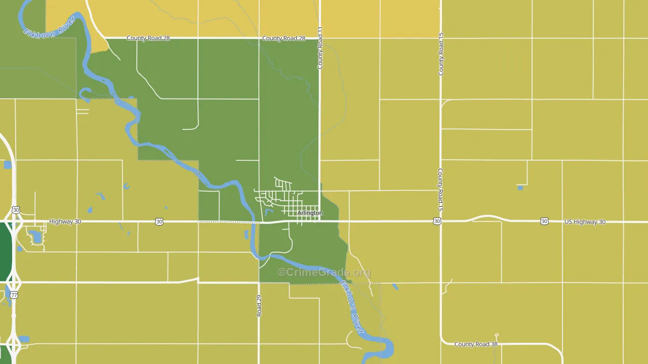 Arlington, NE Map of Vandalism Rates